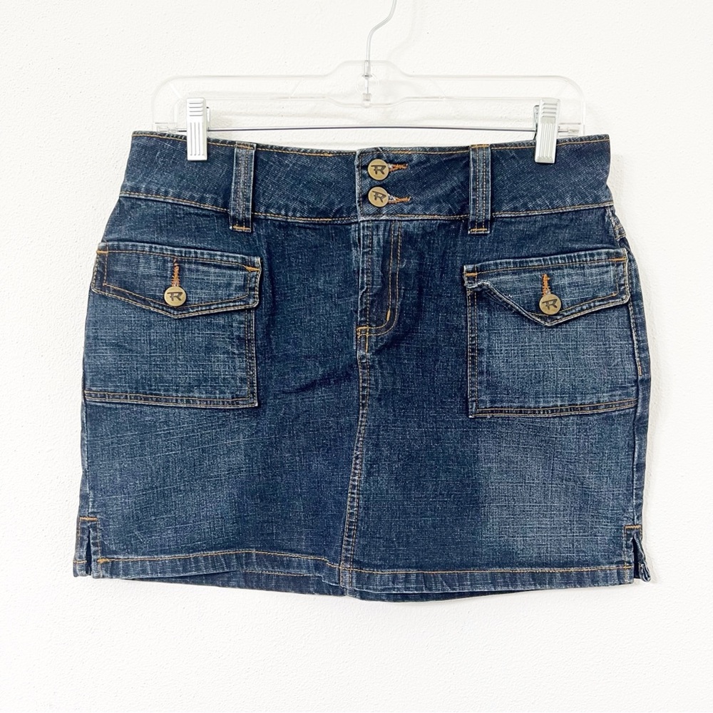 Rampage Jean Co. Dark Wash Denim Mini Skirt with Cargo Pockets - Size 9
